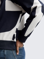 Loose Fit Patterned Sweatshirt - Navy/White