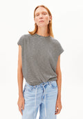Slub Jersey Stripe T Shirt - Black/Oatmilk