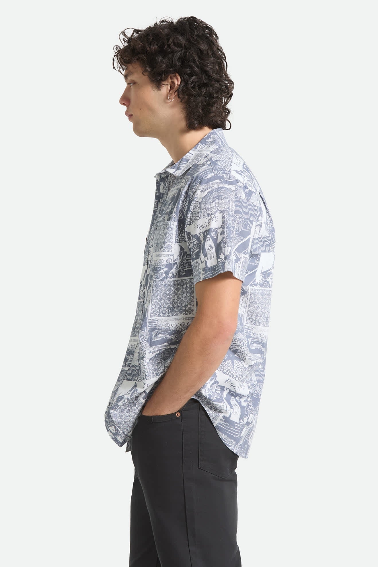 Charter Print Short Sleeve Woven - Navy/White Collage