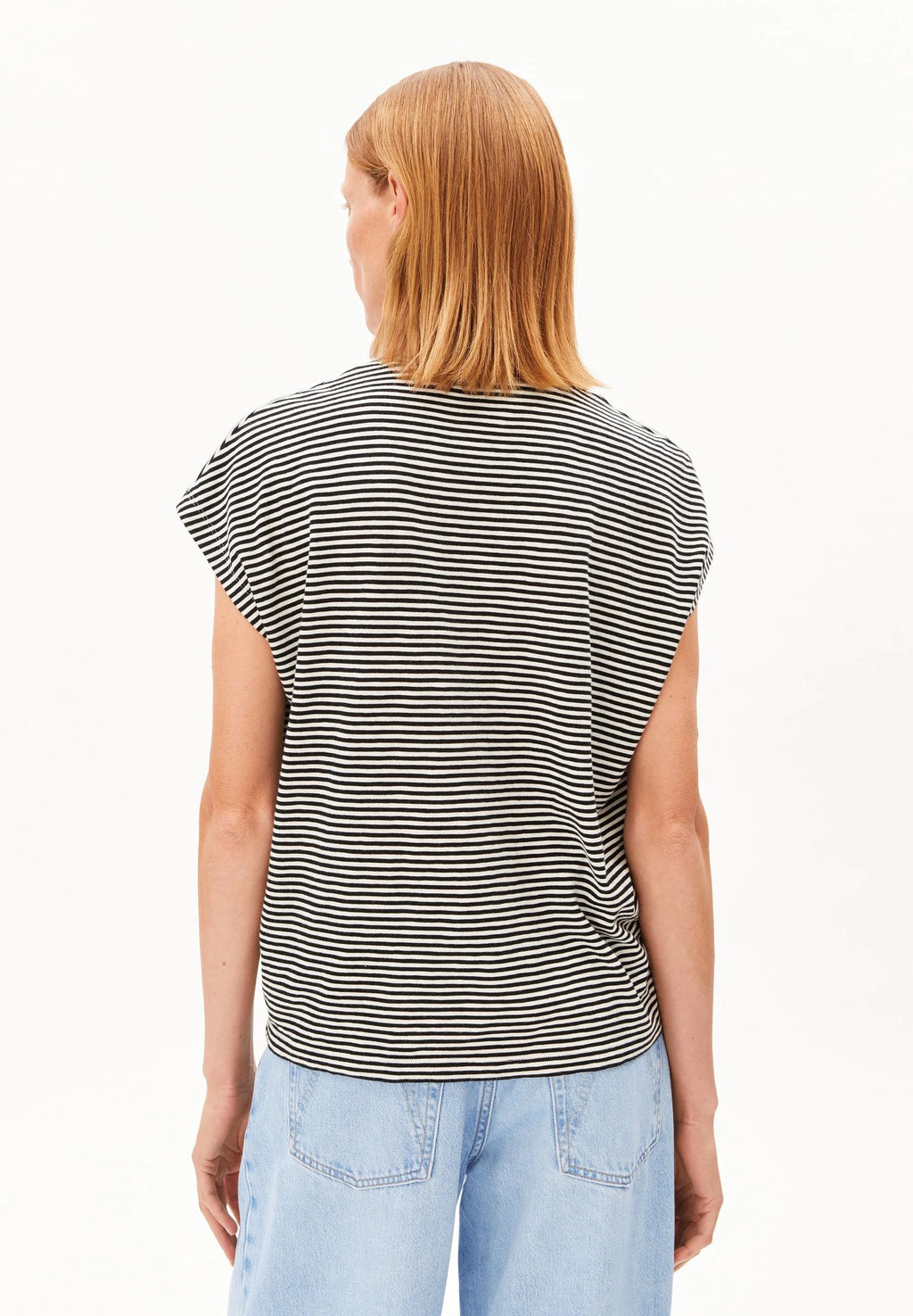 Slub Jersey Stripe T Shirt - Black/Oatmilk