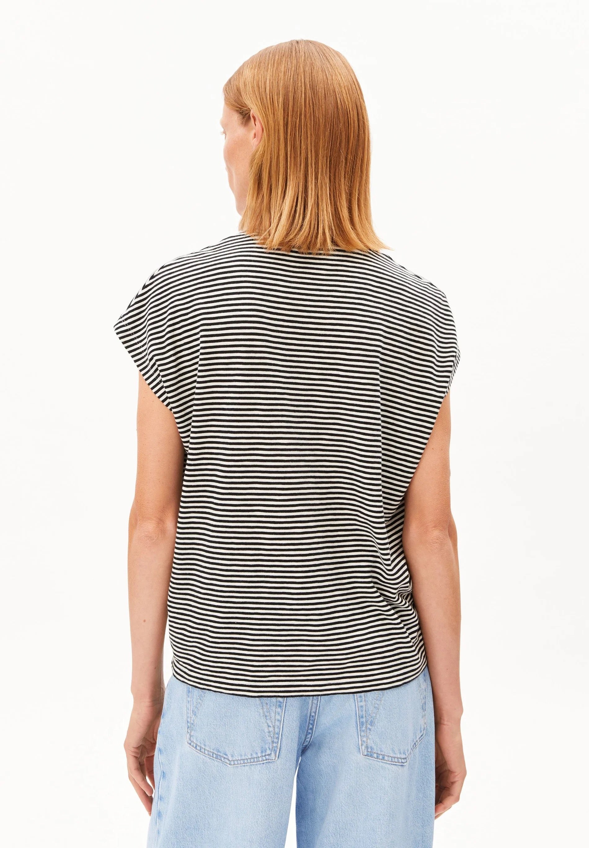 Slub Jersey Stripe T Shirt - Black/Oatmilk