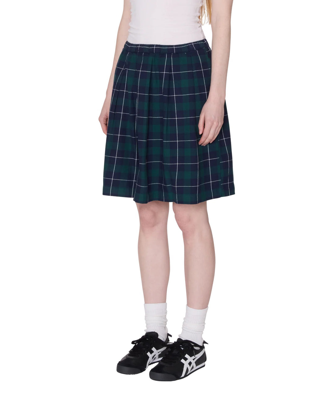 Shelly Plaid Pleated Skirt - Green Multi