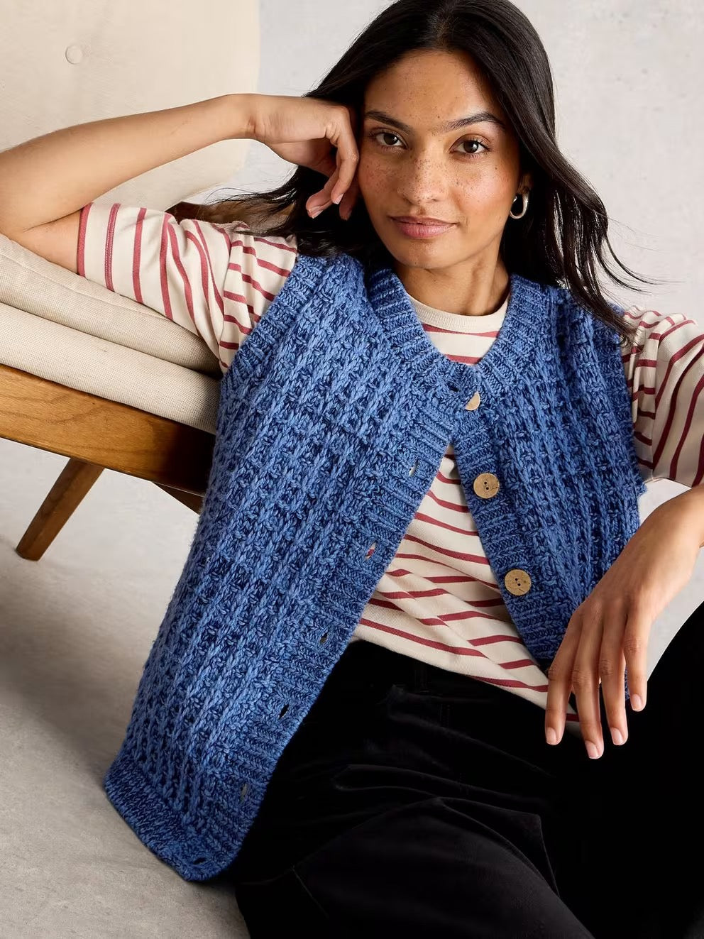 Maxine Button Tank - Mid Blue