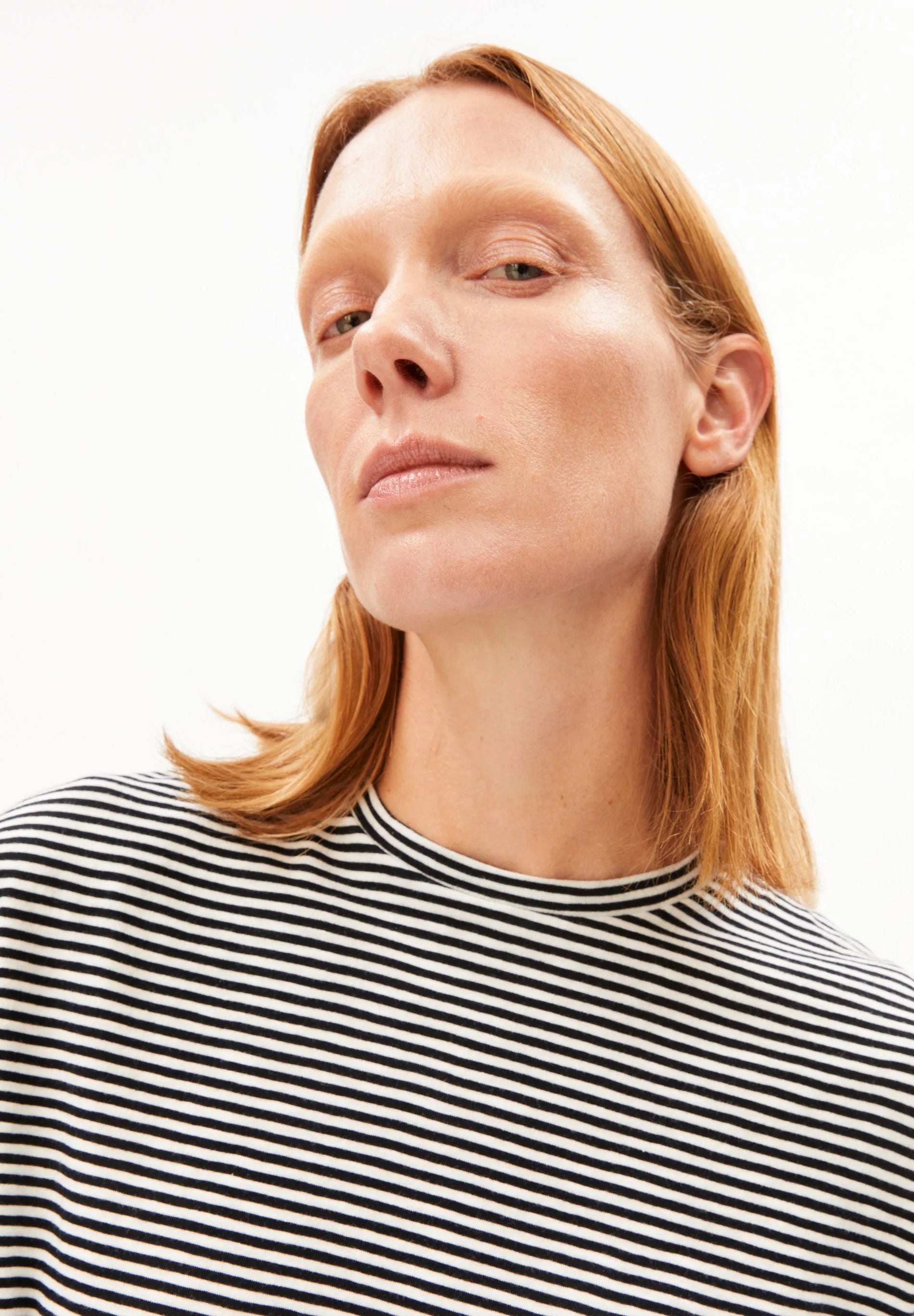 Slub Jersey Stripe T Shirt - Black/Oatmilk