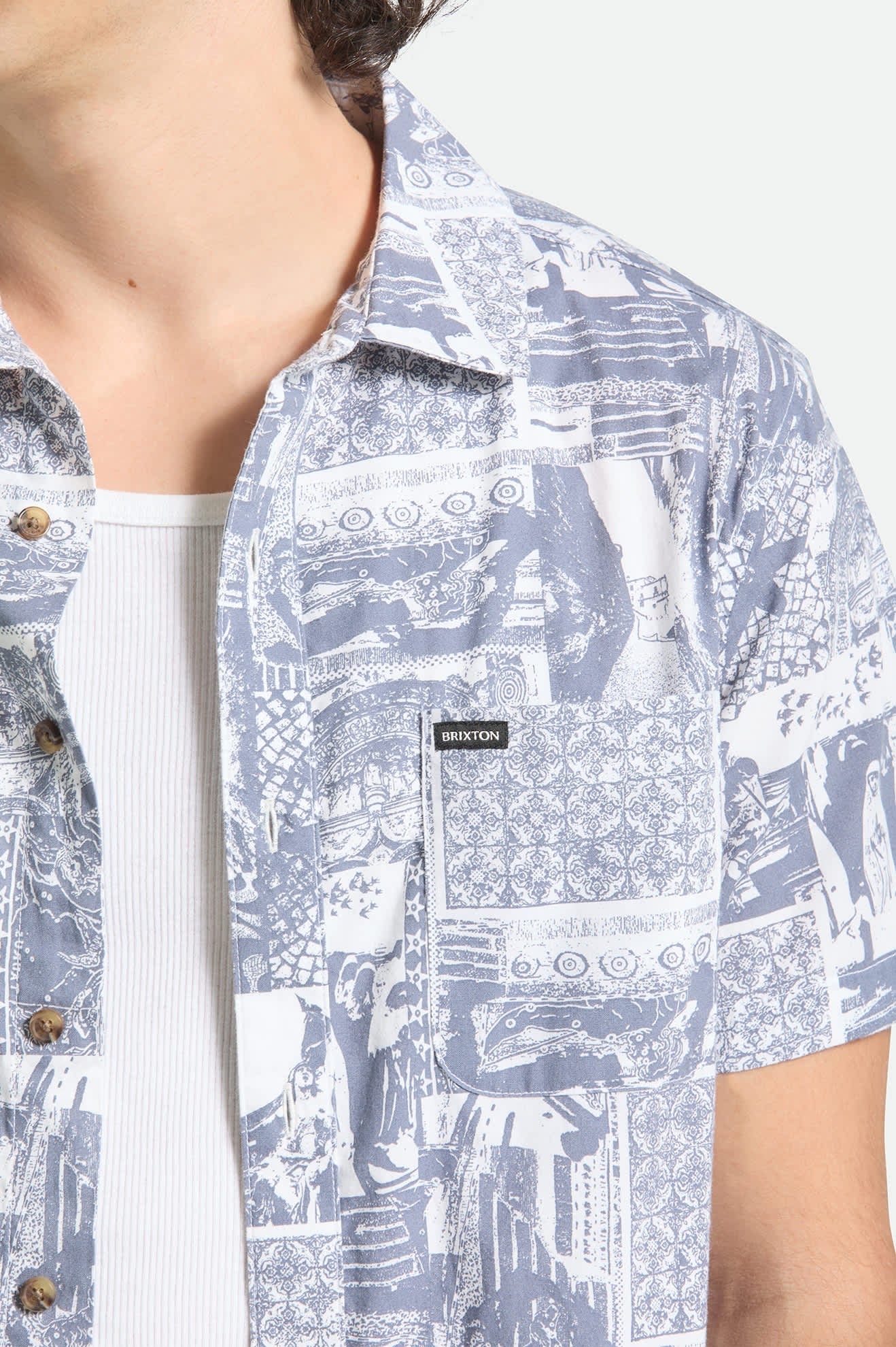 Charter Print Short Sleeve Woven - Navy/White Collage