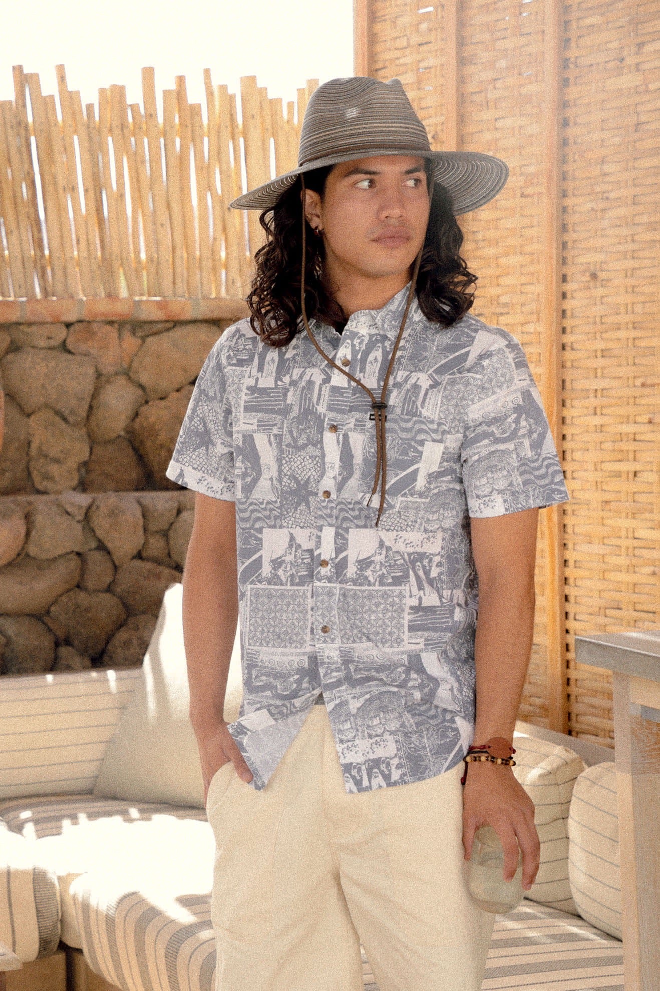Charter Print Short Sleeve Woven - Navy/White Collage