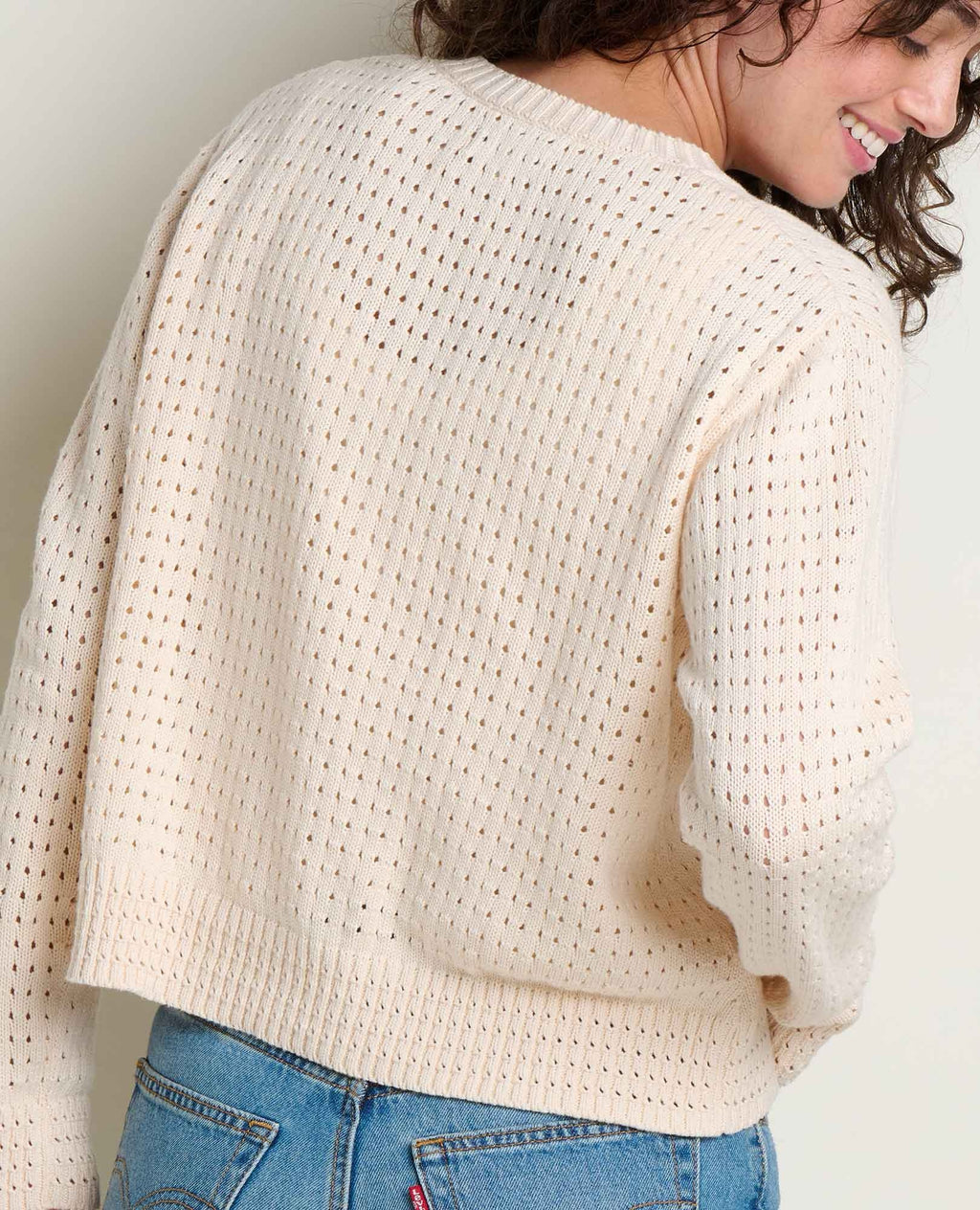 Bianca Pointelle Cardigan - Salt