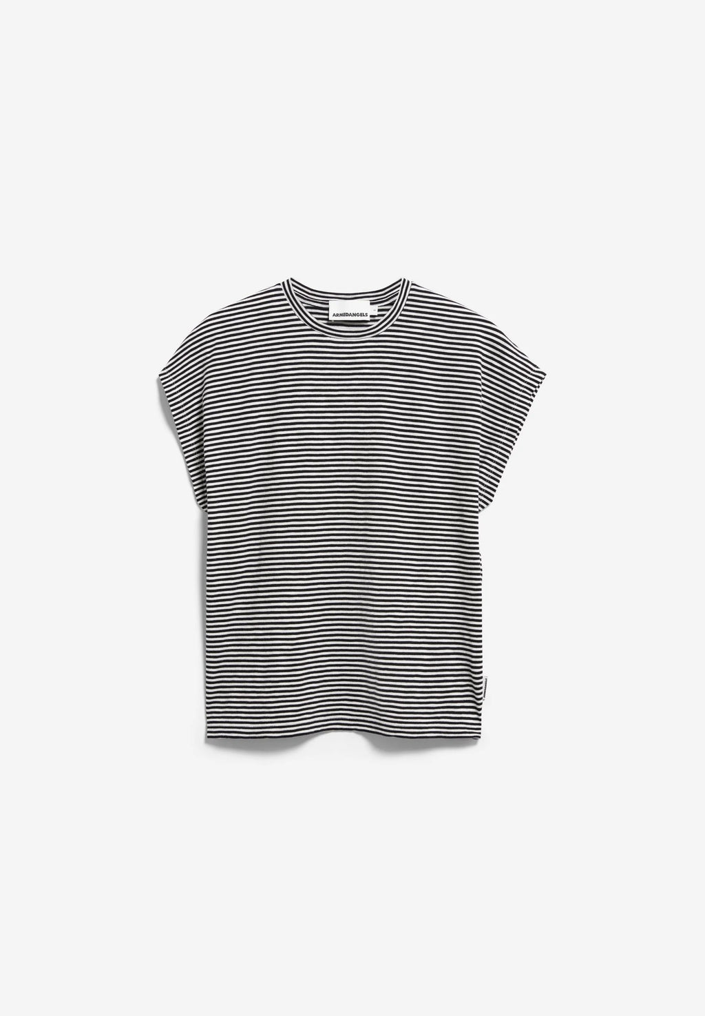 Slub Jersey Stripe T Shirt - Black/Oatmilk