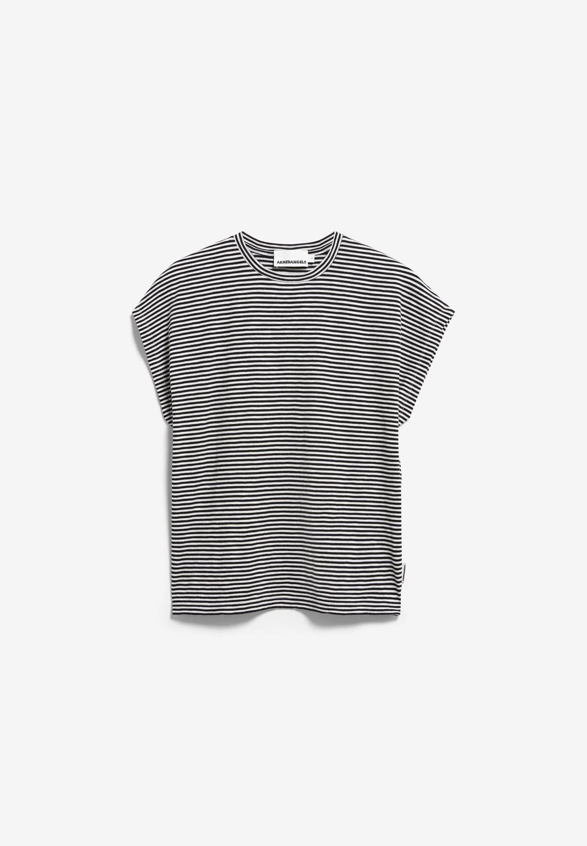 Slub Jersey Stripe T Shirt - Black/Oatmilk