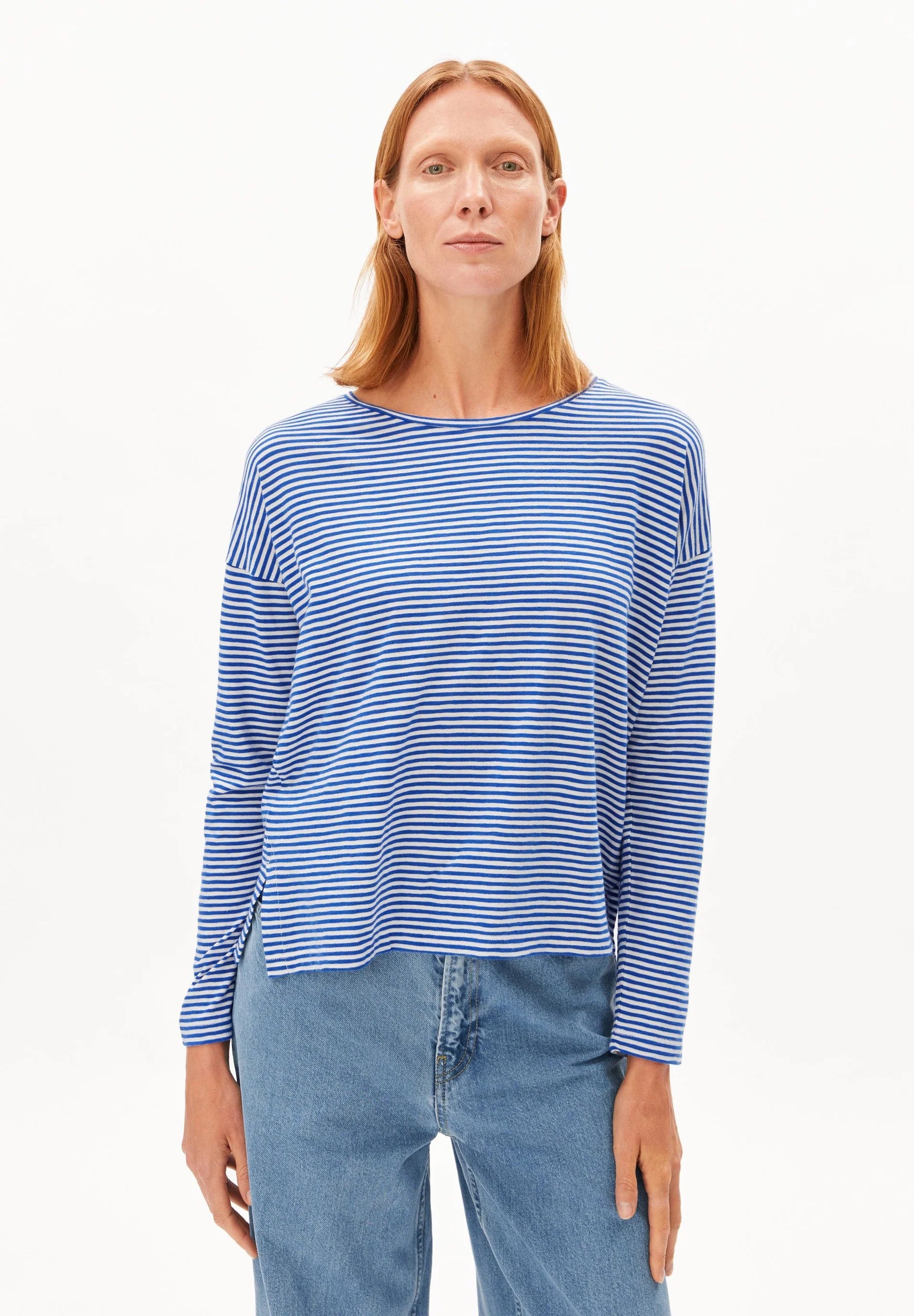 Xianaa Striped Long Sleeve - Oatmilk/Dynamo Blue