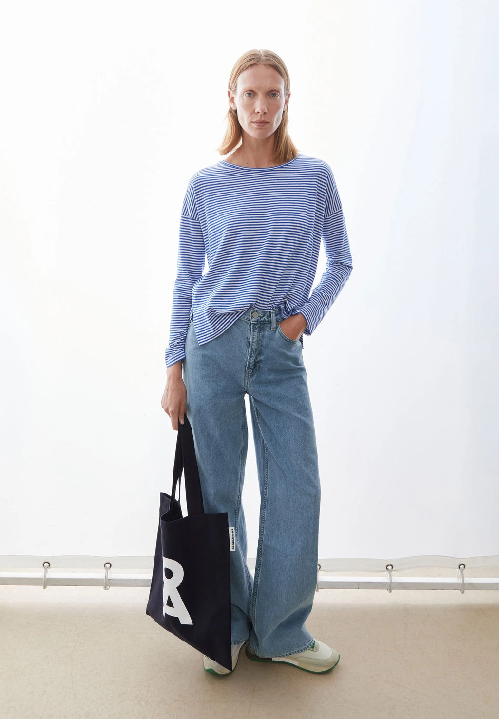 Xianaa Striped Long Sleeve - Oatmilk/Dynamo Blue