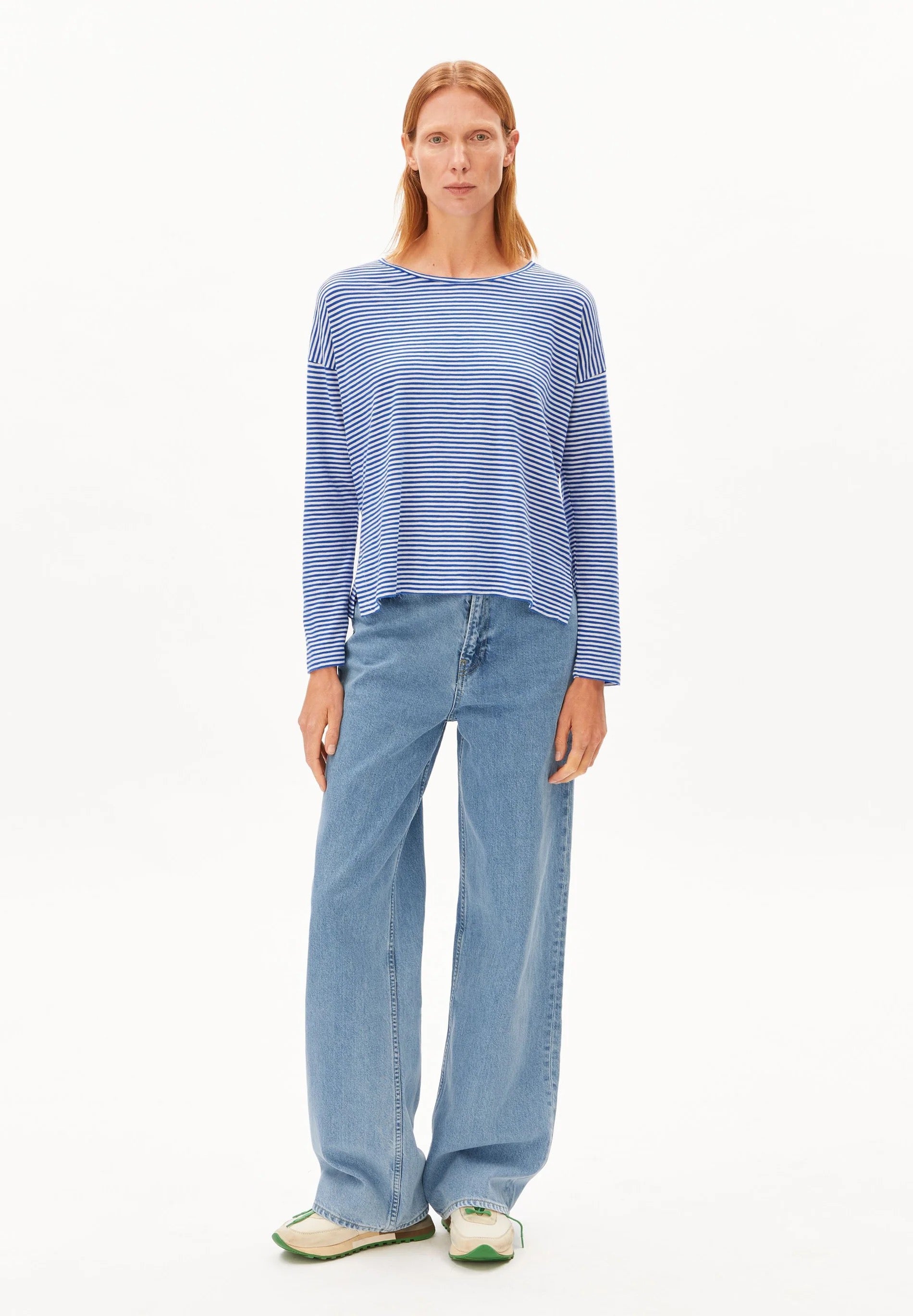 Xianaa Striped Long Sleeve - Oatmilk/Dynamo Blue