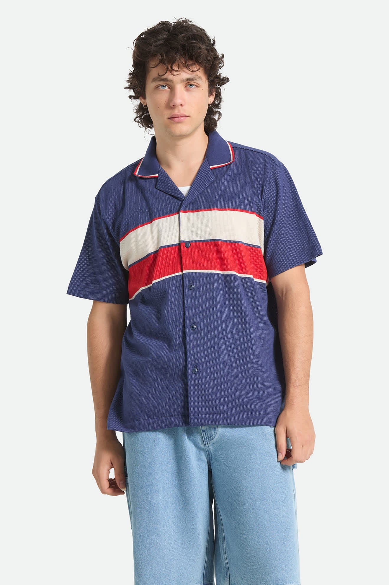 Bunker Mesh Short Sleeve Woven - Washed Navy
