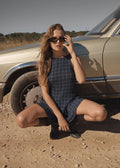 Sammy Thea  Hemp Seersucker Check Dress - Midnight Check