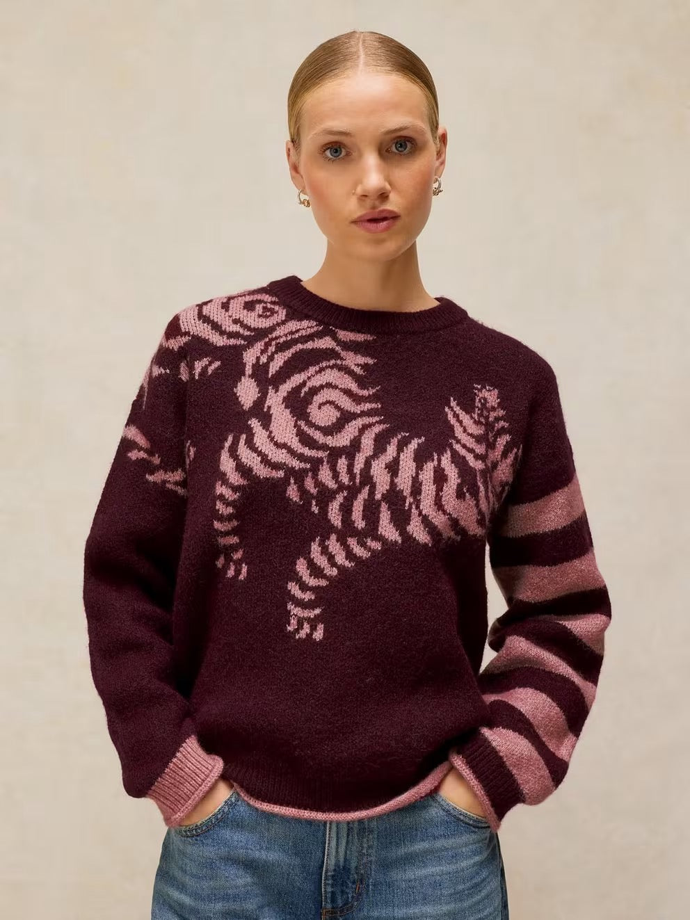 Tiger Stripe Jumper - Plum Multi