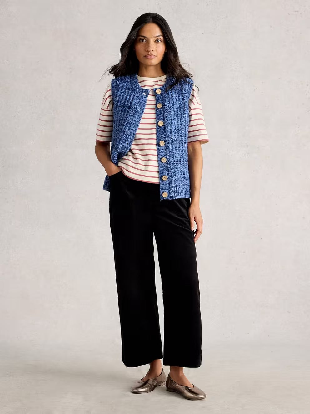Maxine Button Tank - Mid Blue