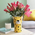 Leopard Head Ceramic Vase