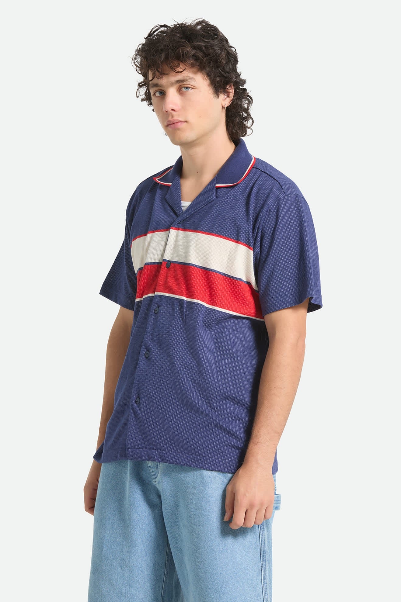 Bunker Mesh Short Sleeve Woven - Washed Navy