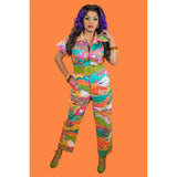 Landscape Print Jumpsuit - Enchanting Emerald