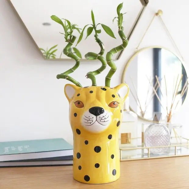 Leopard Head Ceramic Vase