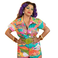 Landscape Print Jumpsuit - Enchanting Emerald