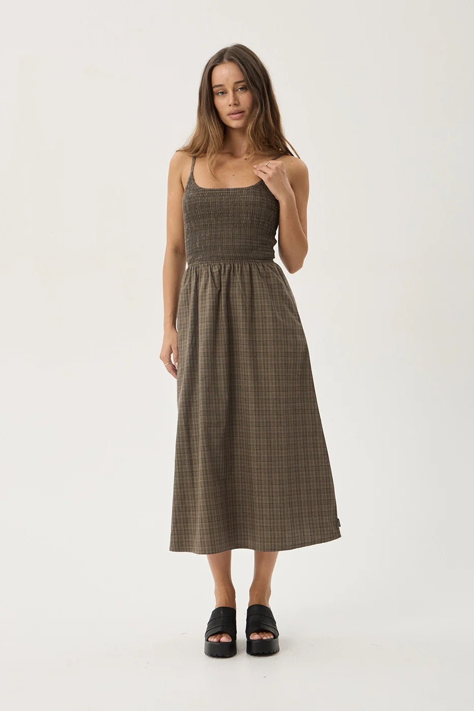 Shadow Midi Dress - Stone Check