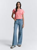 Slub Structured Short Sleeve Top - Rosewood Pink