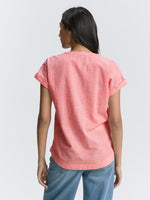 Slub Structured Short Sleeve Top - Rosewood Pink