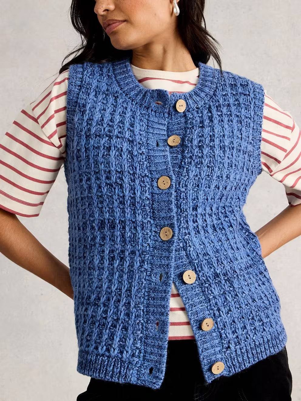 Maxine Button Tank - Mid Blue
