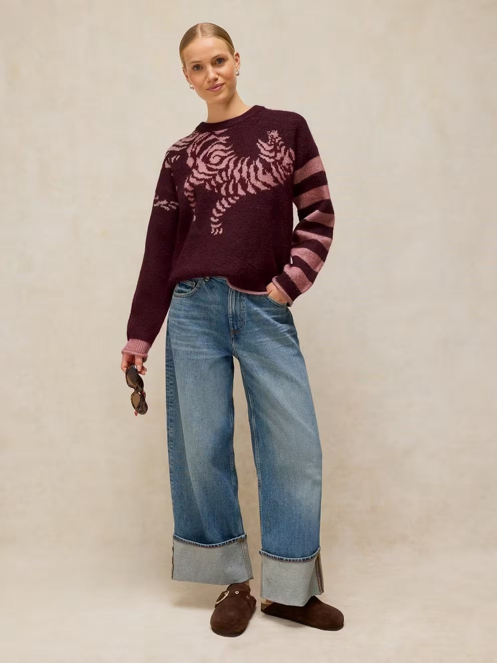 Tiger Stripe Jumper - Plum Multi
