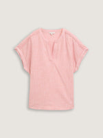Slub Structured Short Sleeve Top - Rosewood Pink