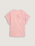 Slub Structured Short Sleeve Top - Rosewood Pink