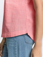 Slub Structured Short Sleeve Top - Rosewood Pink