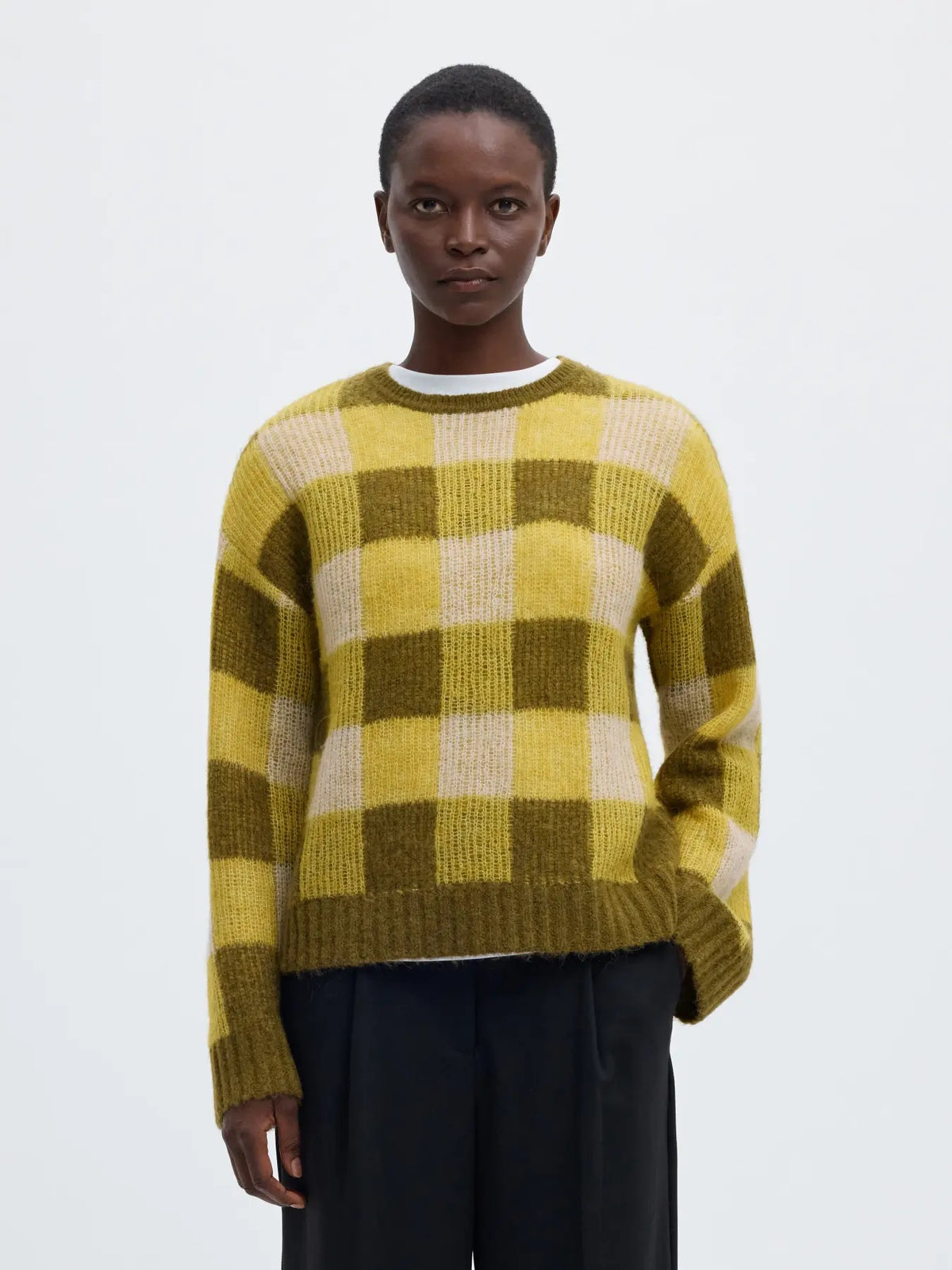 Lulu Loose Check O-Neck Sweater