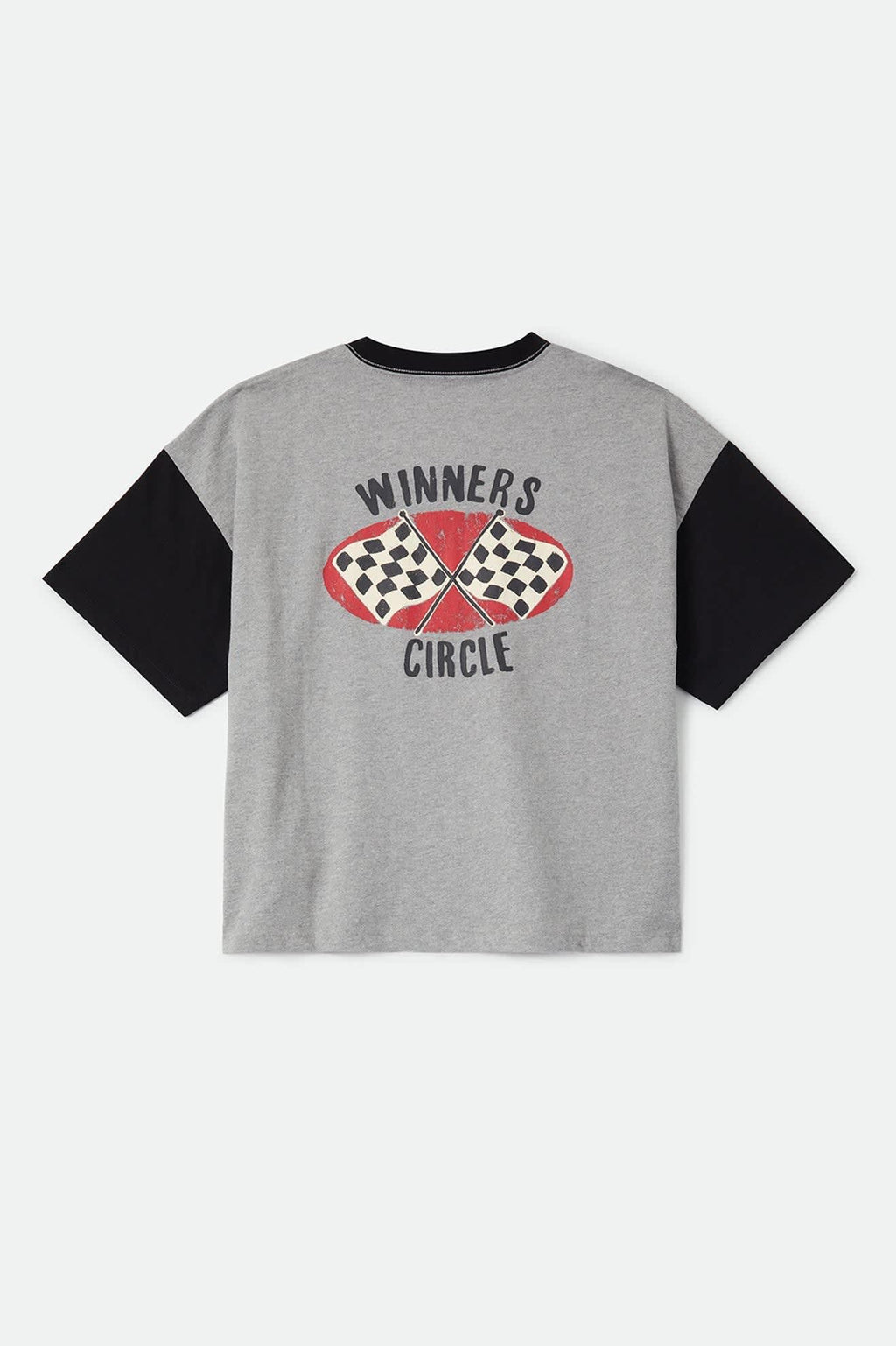 Winner's Circle Boxy Football Tee - Heather Grey/Black