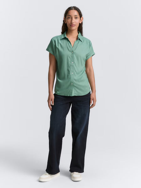 Collared Solid Blouse - Faded Green
