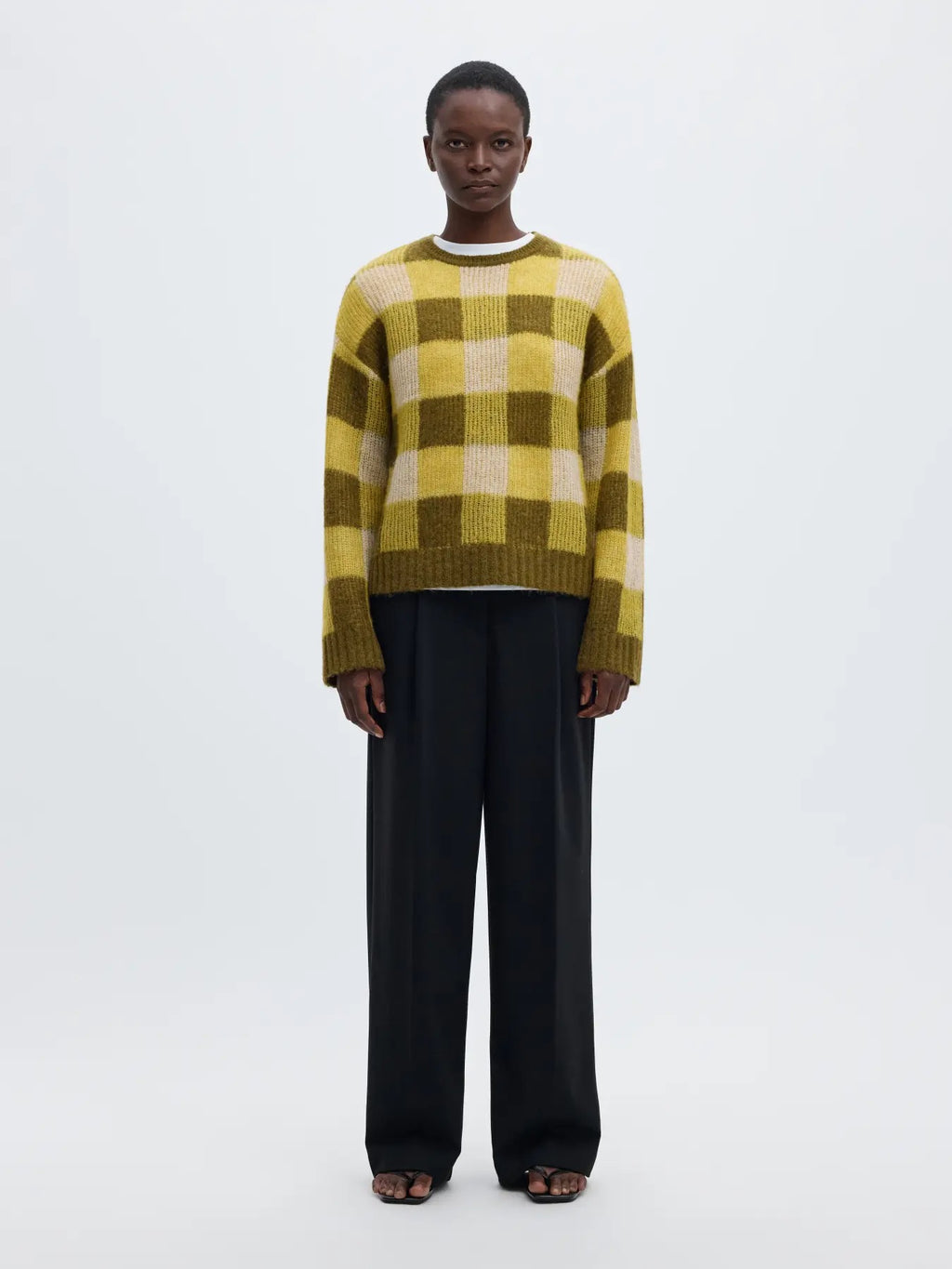 Lulu Loose Check O-Neck Sweater