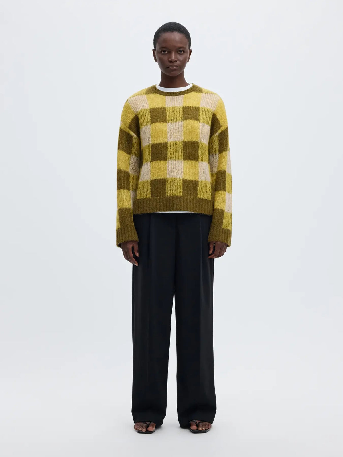 Lulu Loose Check O-Neck Sweater
