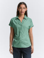 Collared Solid Blouse - Faded Green