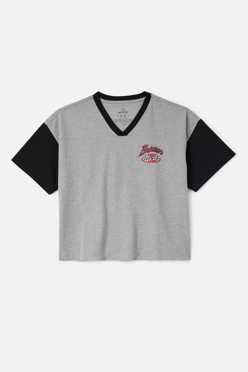 Winner's Circle Boxy Football Tee - Heather Grey/Black