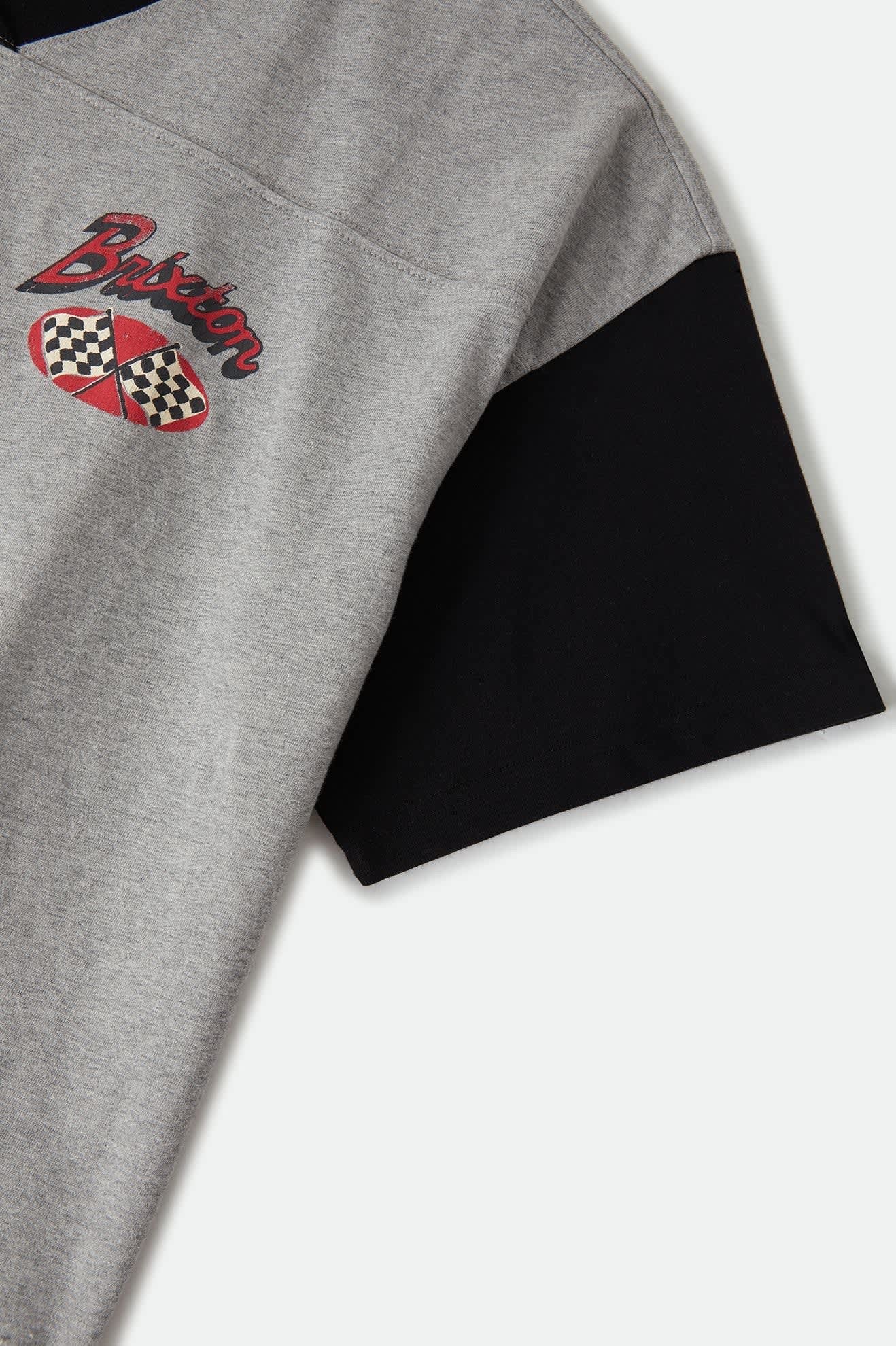 Winner's Circle Boxy Football Tee - Heather Grey/Black
