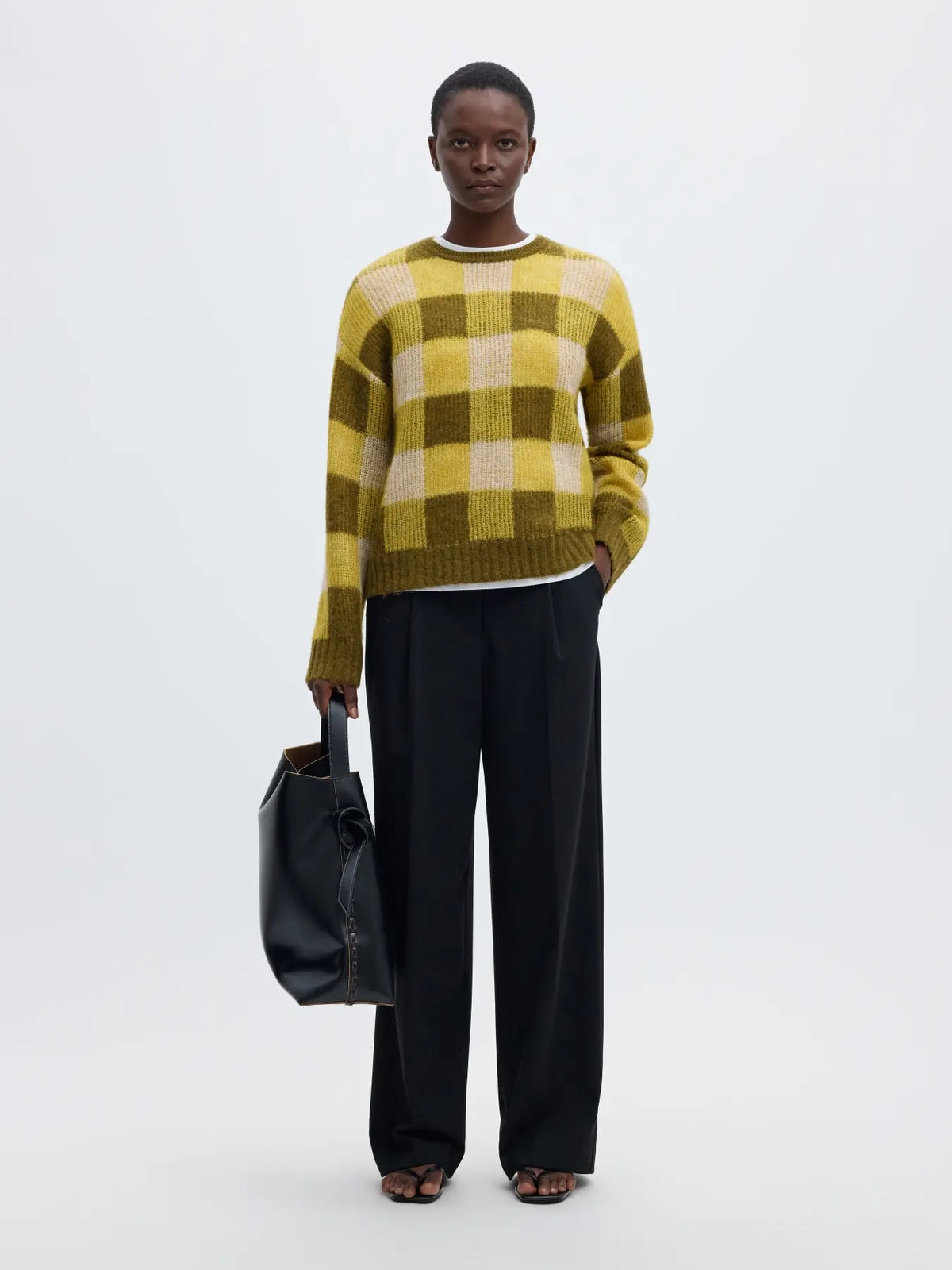 Lulu Loose Check O-Neck Sweater