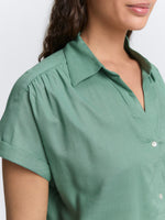 Collared Solid Blouse - Faded Green
