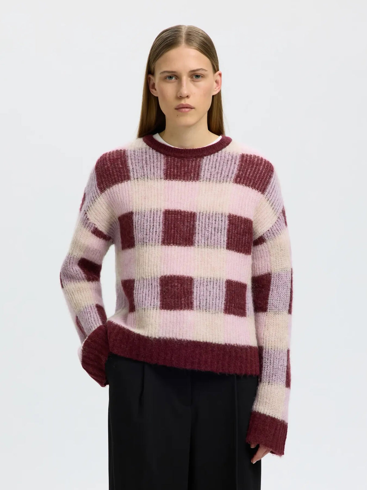 Lulu Loose Check O-Neck Sweater