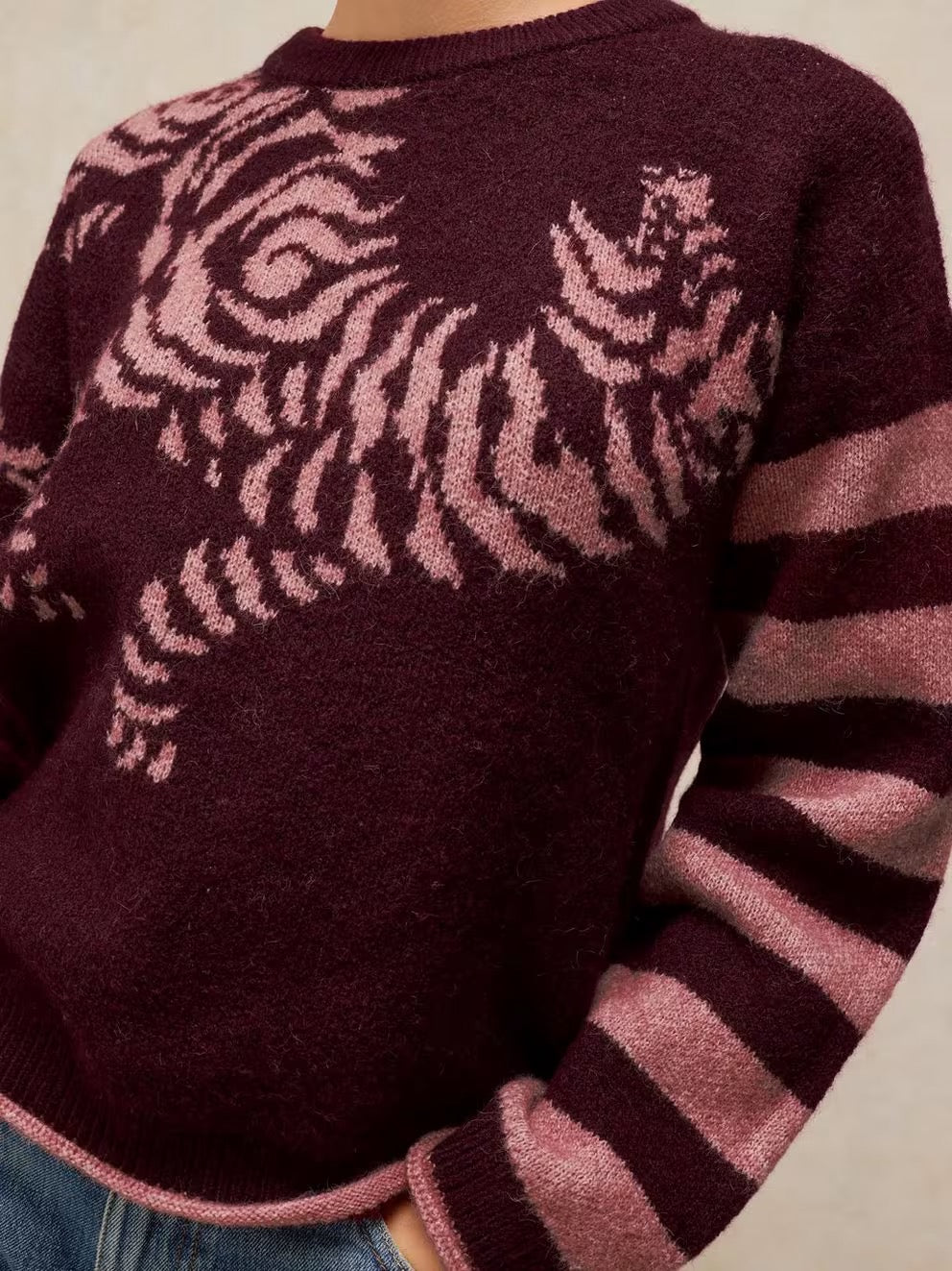 Tiger Stripe Jumper - Plum Multi