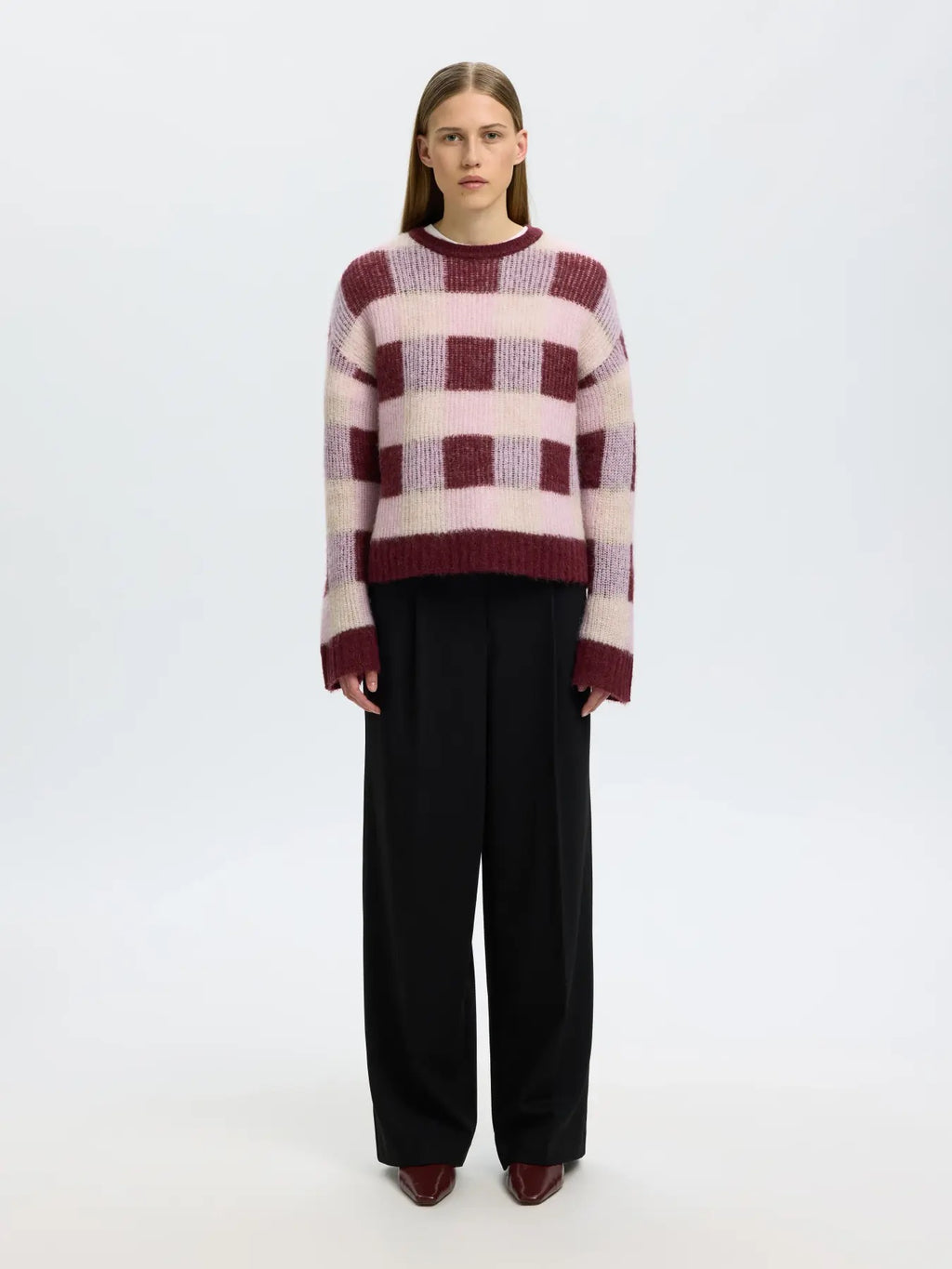Lulu Loose Check O-Neck Sweater