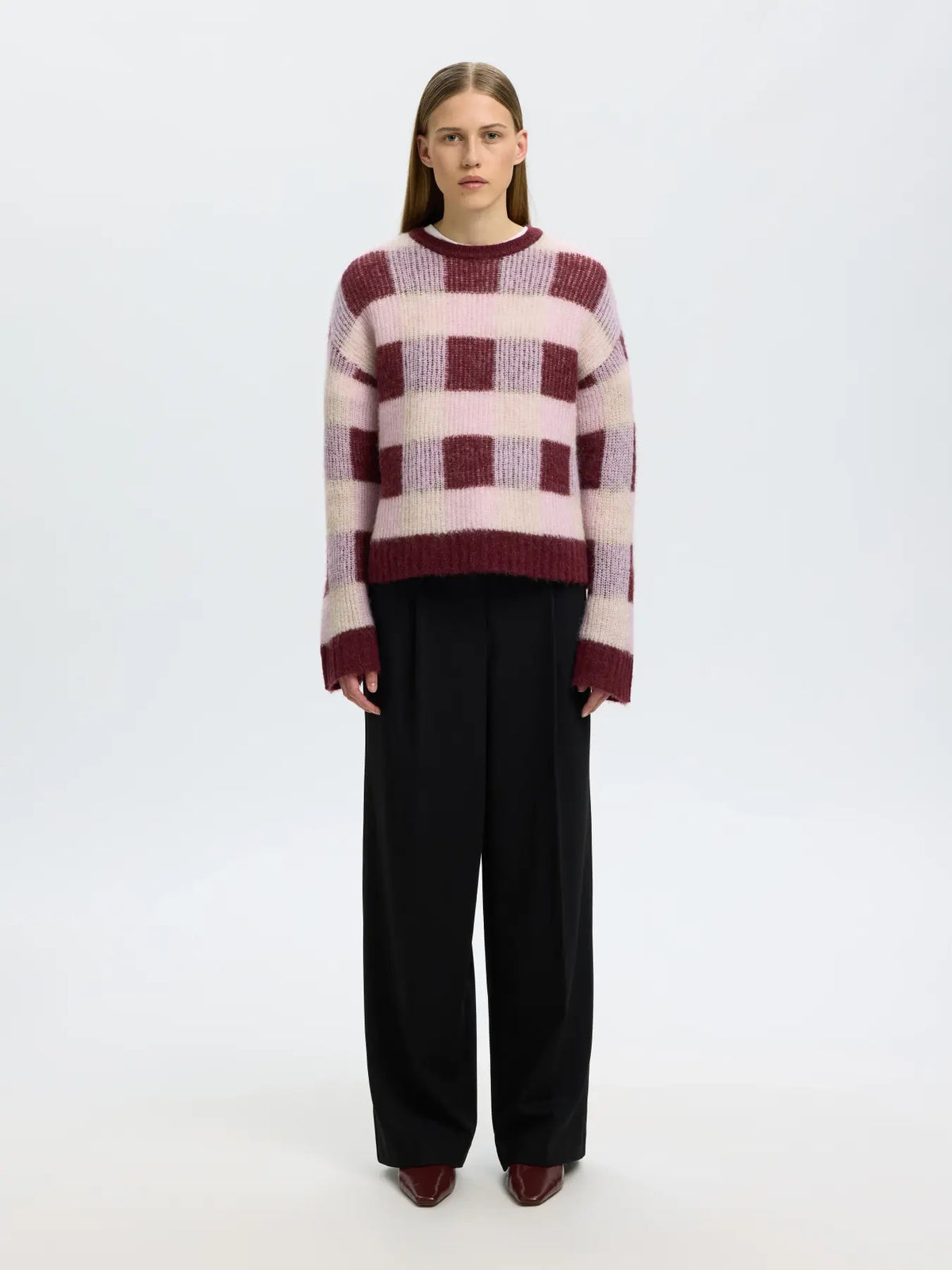 Lulu Loose Check O-Neck Sweater