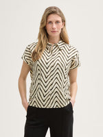 Linen Short Sleeve Blouse - Natural Zig Zag