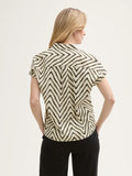 Linen Short Sleeve Blouse - Natural Zig Zag