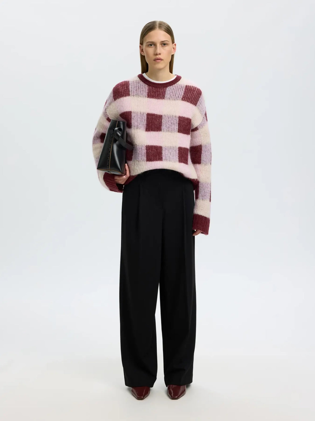 Lulu Loose Check O-Neck Sweater